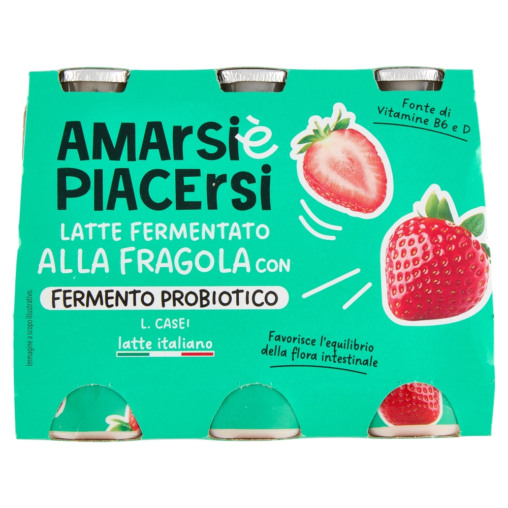 Amarsi è Piacersi Latte Fermentato alla Fragola con Fermento Probiotico 6 x 100 g